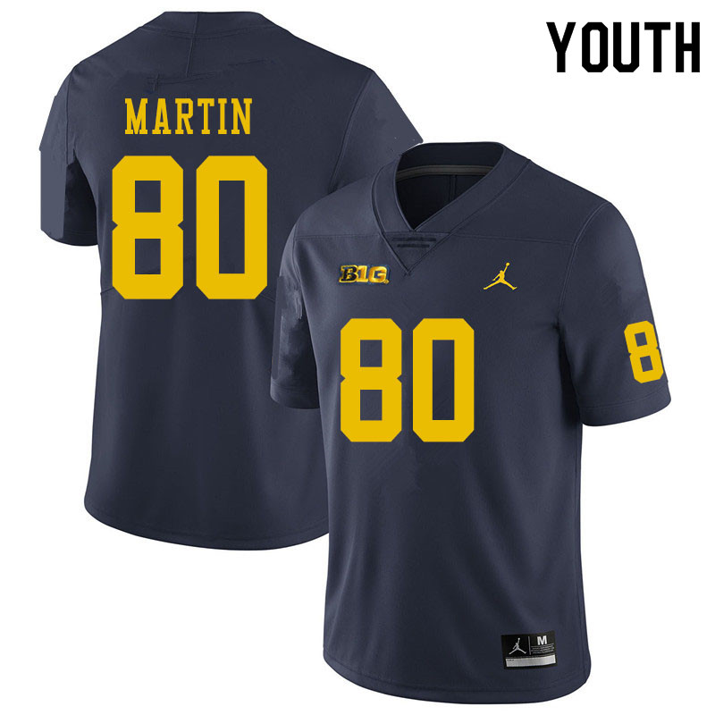 Youth #80 Oliver Martin Michigan Wolverines College Football Jerseys Sale-Navy
